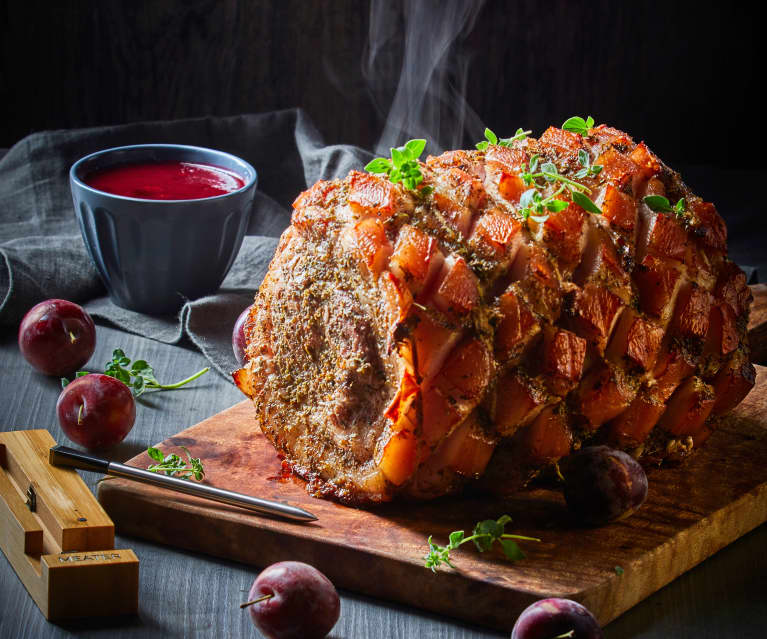 Porchetta al horno con salsa de ciruela