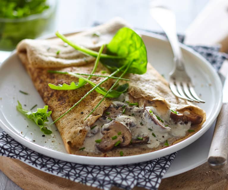 Galettes aux champignons et crème de soja