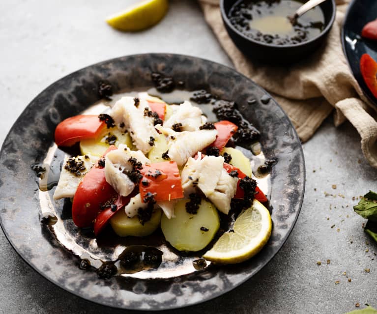 Salat med havtaske, kartofler og olivendressing