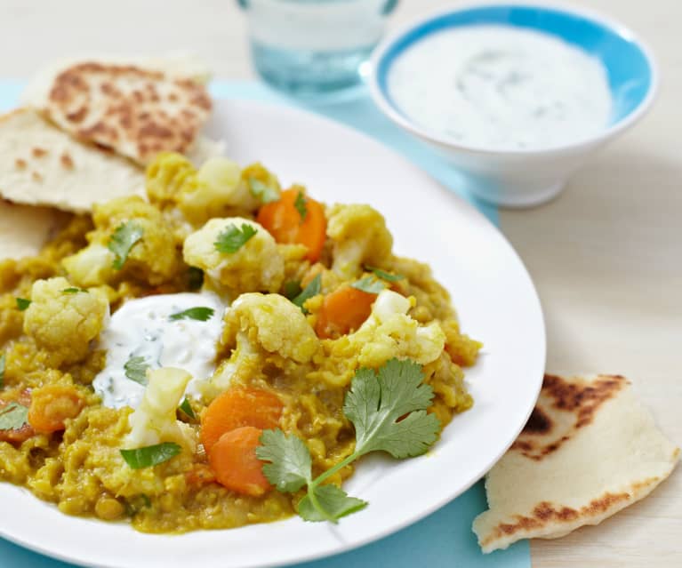 Chou-fleur et lentilles au curry 