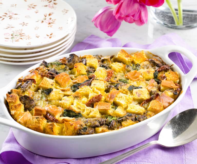 Mushroom and Spinach Strata