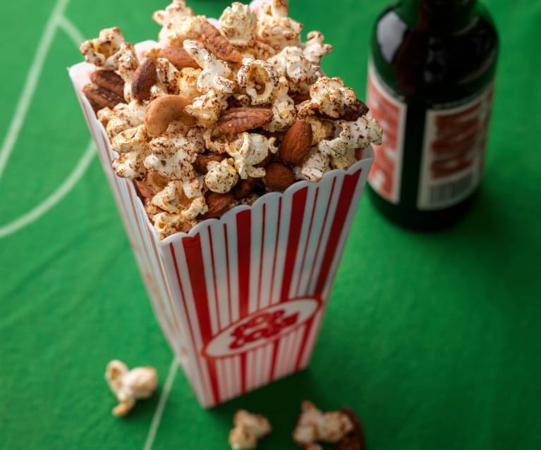 Spicy Nuts and Popcorn Mix