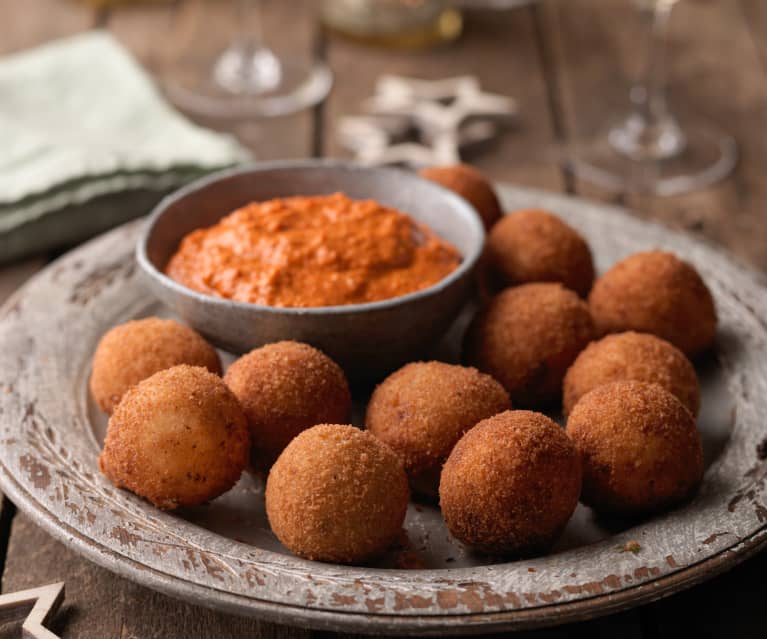 Crab Croquettes with Romesco Sauce