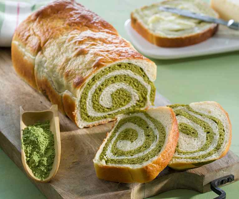 Pan de té matcha al vapor Pan de té matcha al vapor