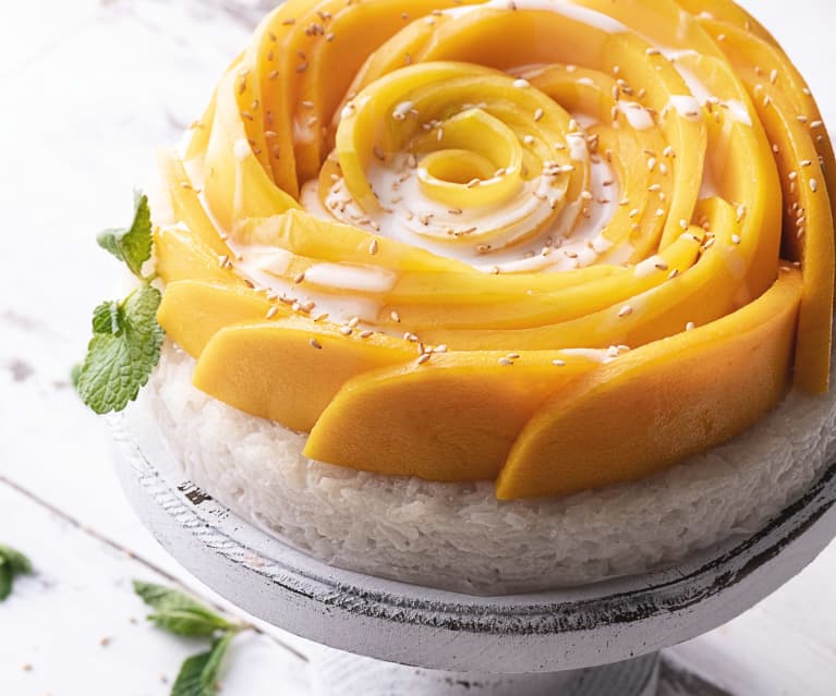 Bolo de arroz com manga vegan