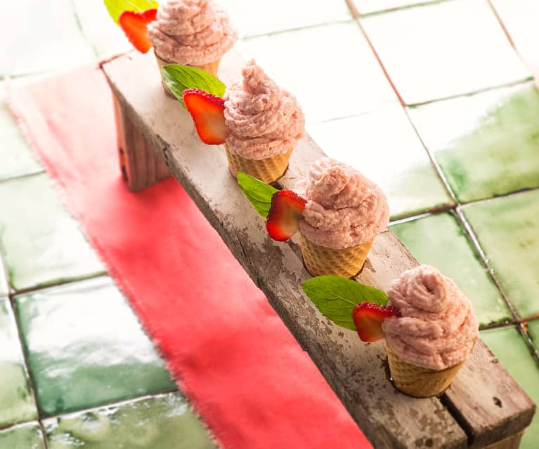 Strawberry Mousse Waffle Cones