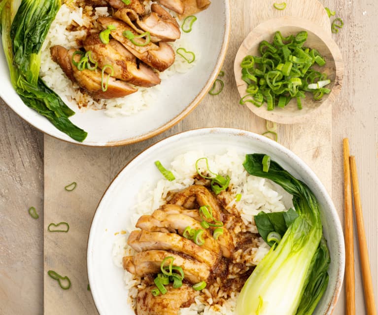 Poulet sauce soja avec légumes verts