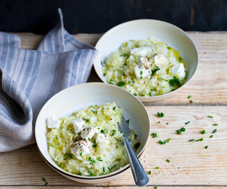 Risotto à la courgette, fenouil et fromage