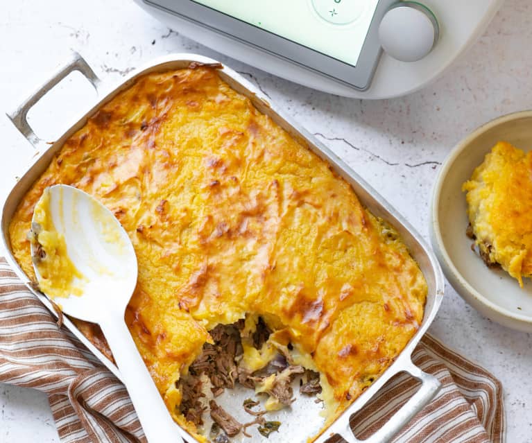 Hachis parmentier aux herbes, purée au paprika