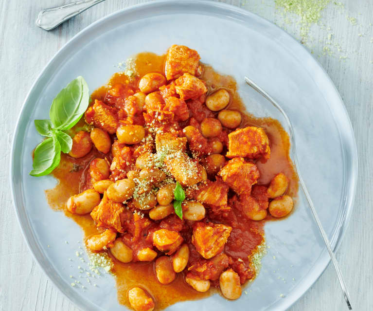 Tomaten-Basilikum-Eintopf mit Hähnchen