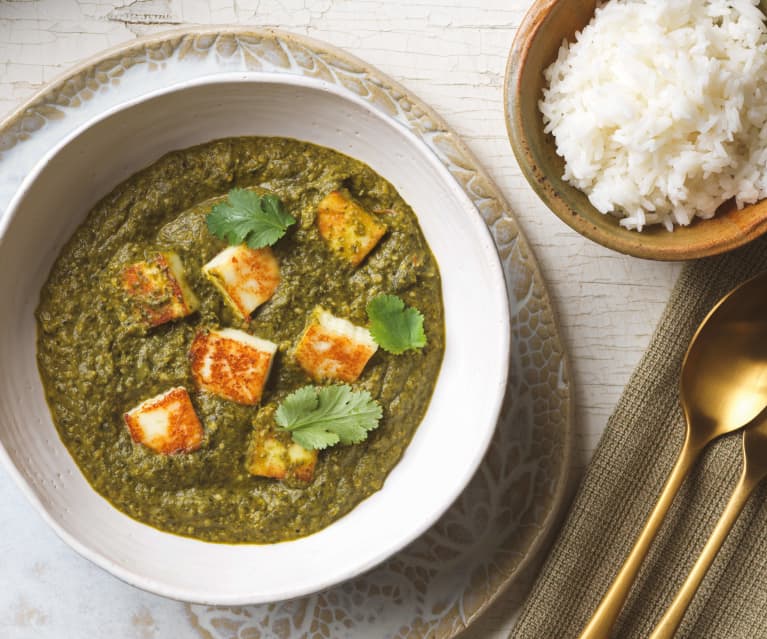 Palak Paneer mit Reis