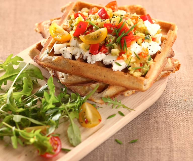 Gaufres au blé noir et petits légumes