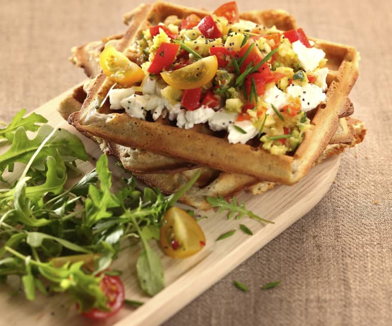 Buchweizen-Waffeln mit Gemüsetopping