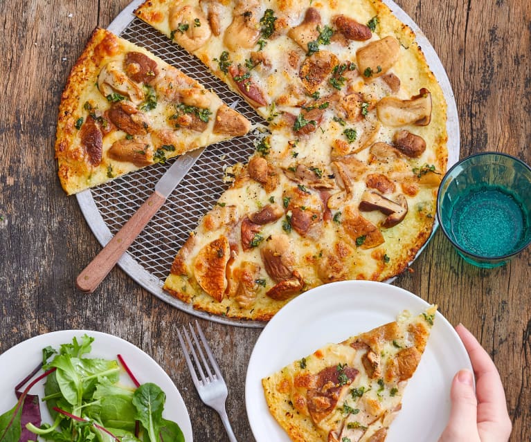 Pizza au chou-fleur et cèpes