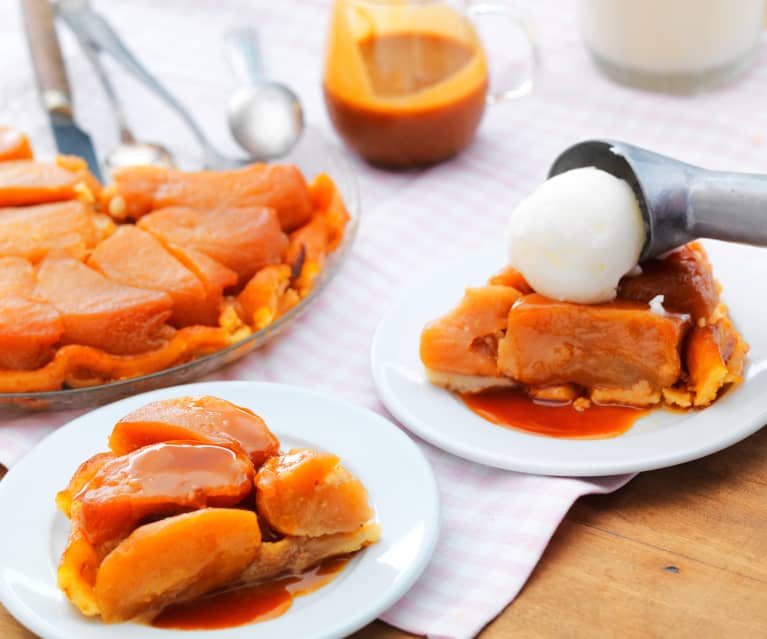 Tarte Tatin Caramel Au Beurre Sale Et Sorbet Yaourt Cookidoo La Plateforme De Recettes Officielle De Thermomix