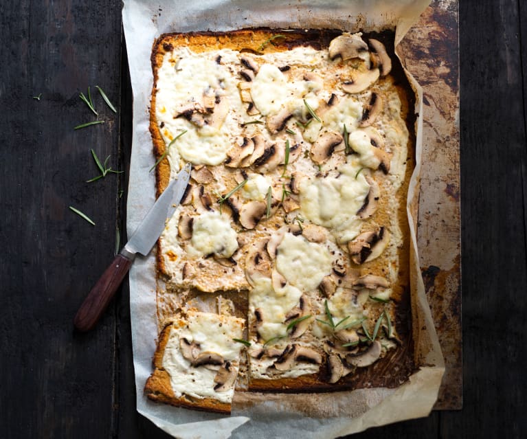 Pizza au chou-fleur et champignons