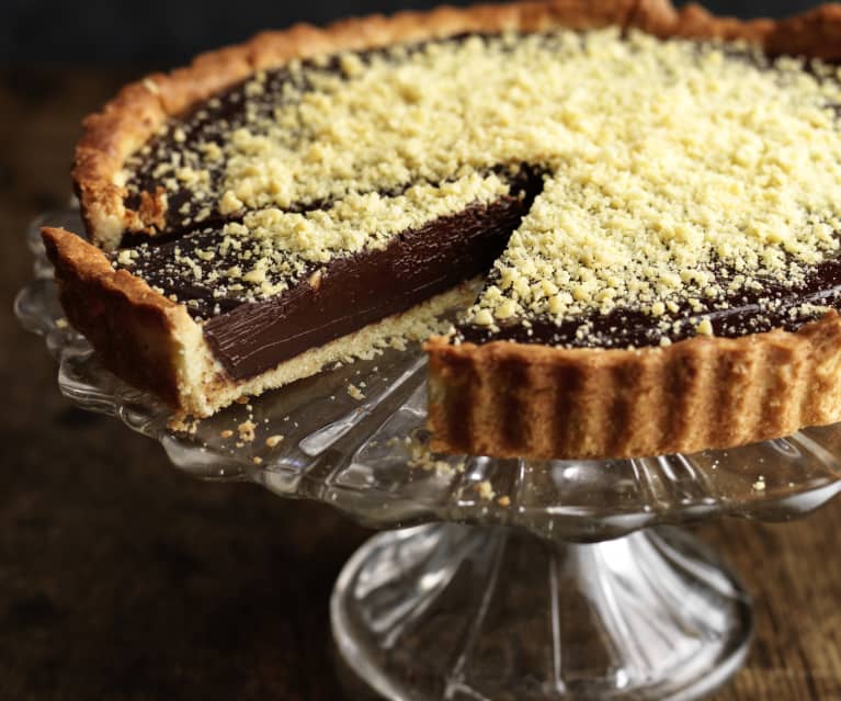 Bitter Chocolate and Orange Liqueur Tart with Honeycomb Dust