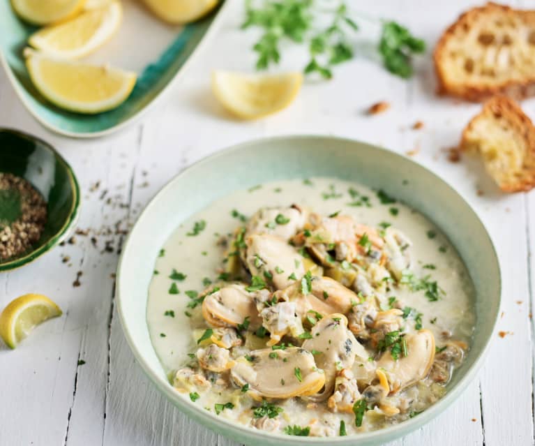 Cozze e vongole in crema di porri