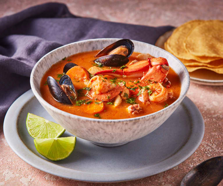 Caldo de pescado con camarón - Fácil