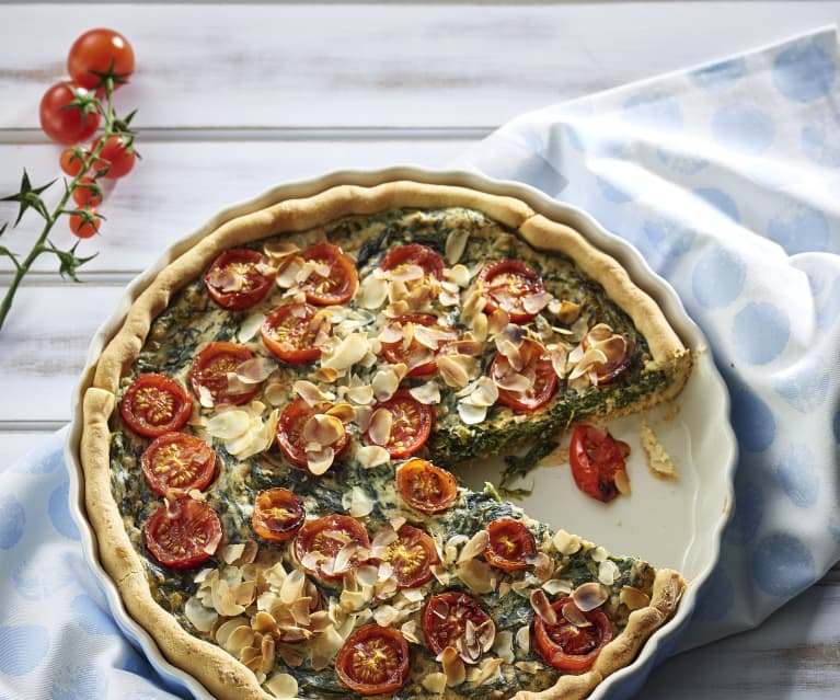 Quiche de espinacas y tomates cherry