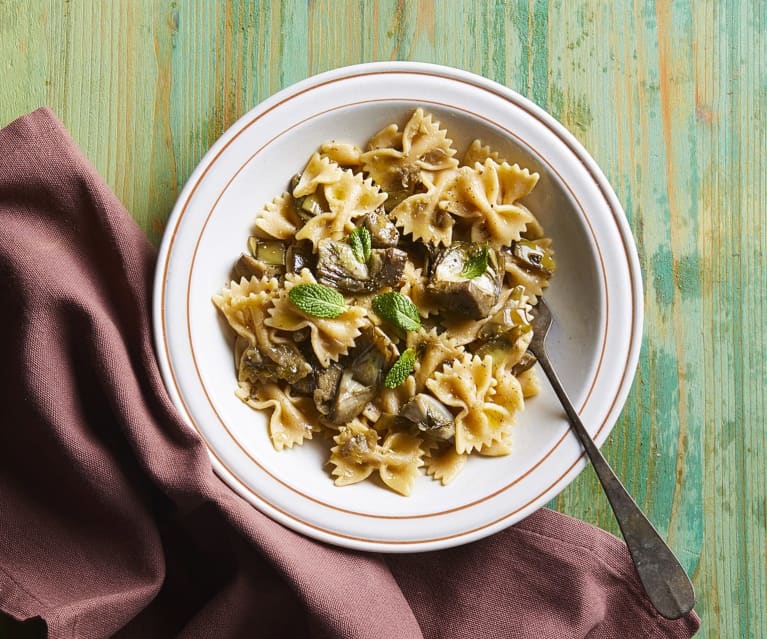 Pasta integrale menta e carciofi