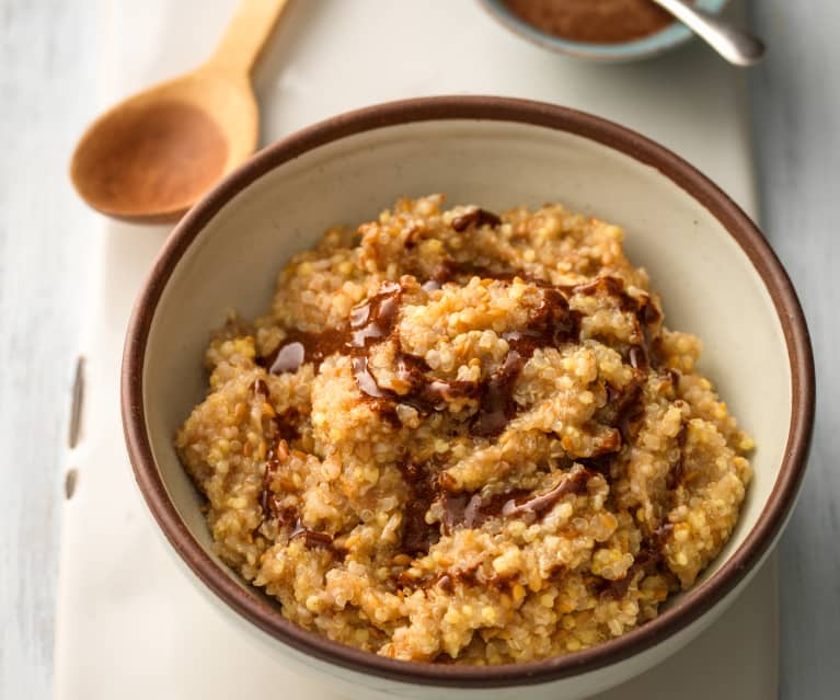 Five Grain Porridge with Cardamom and Cinnamon Drizzle