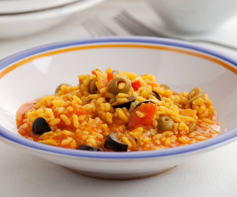 Arroz con aceitunas de lata