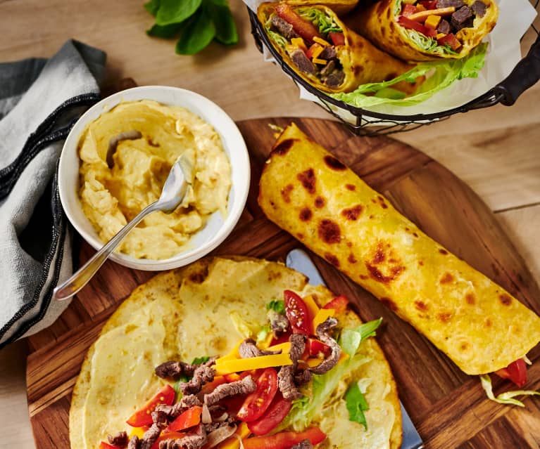 Rinder-Gemüse-Wraps mit Mango-Dip