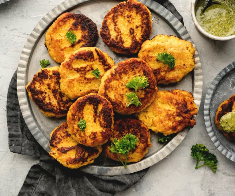 Filetes rusos de lentejas con vinagreta picante de hierbas