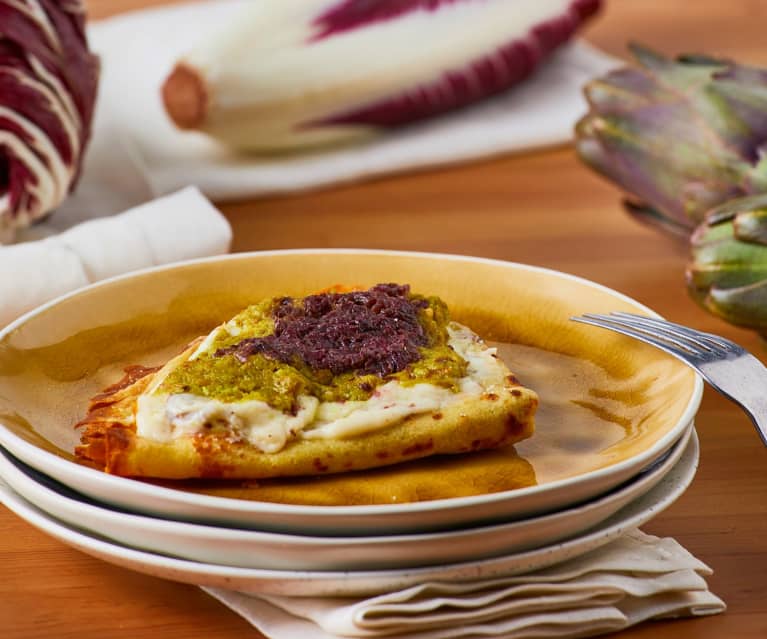 Crêpes al radicchio e carciofi