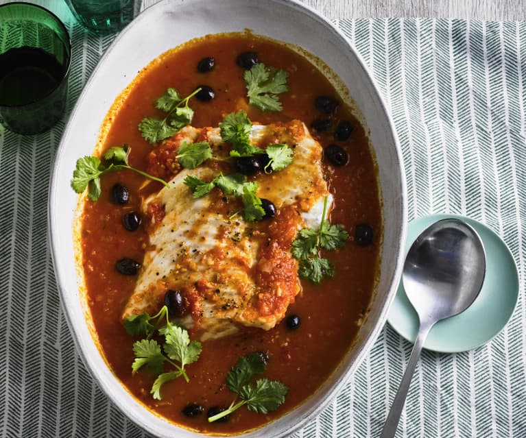 Kabeljau in Tomaten-Salzzitronen-Sugo