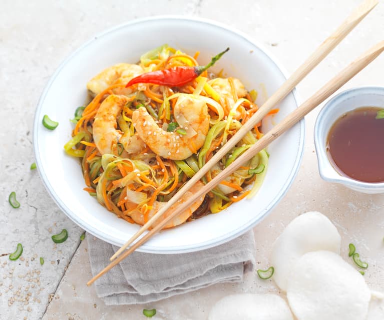 Wok de crevettes aux carottes - Nutri Bonheur