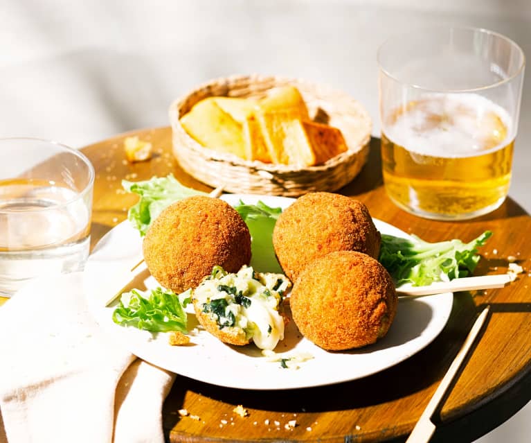 Arancini de espinaca y mozzarella