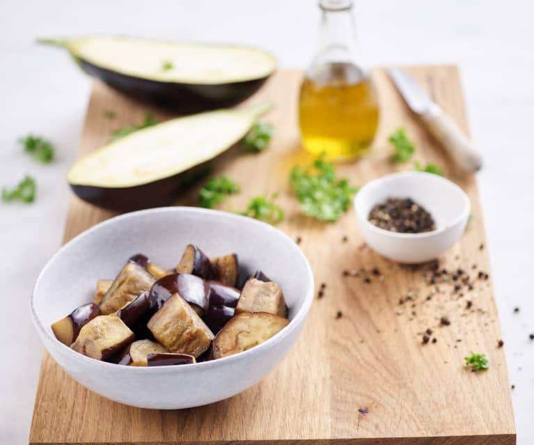 Sautéing 7 oz Eggplant