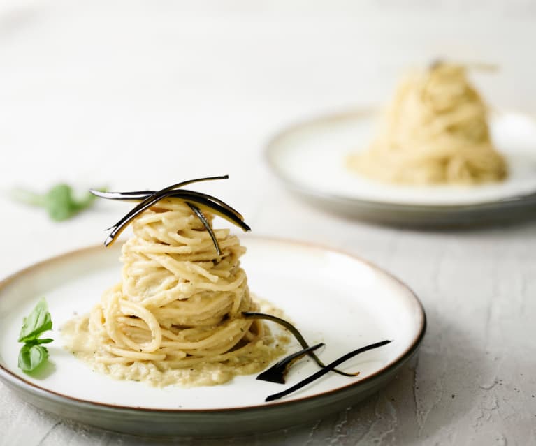Spaghetti à la crème d'aubergine
