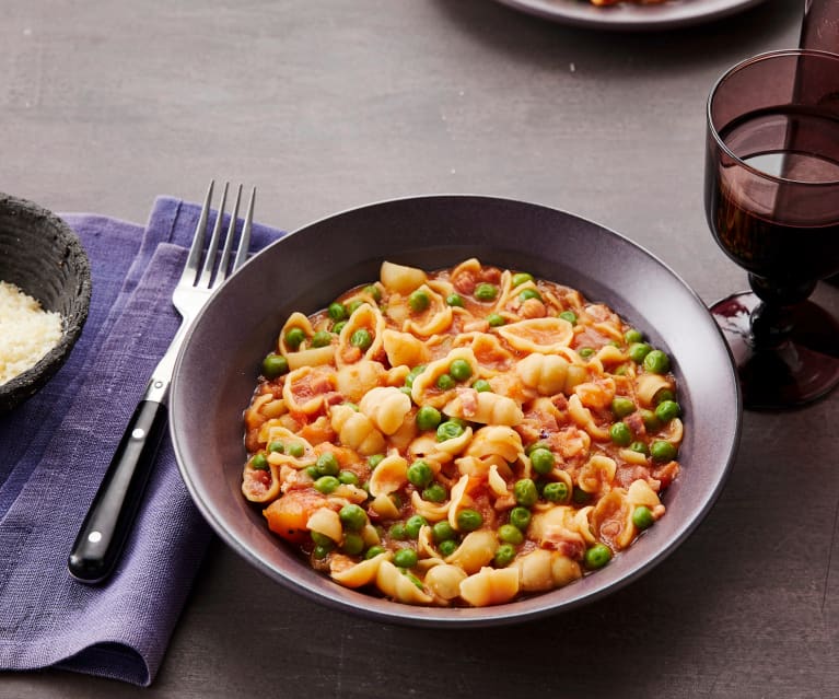 Erbsen-Speck-Pasta