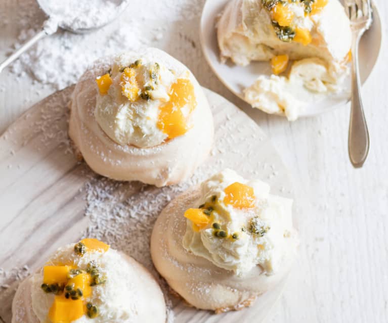 Menu veggie - Pavlovas chantilly coco et mangue