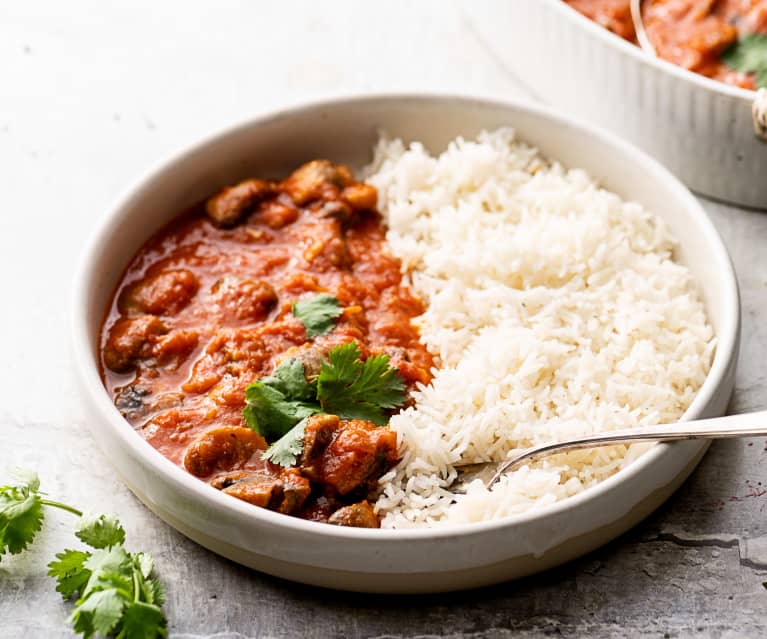 Veganská žampiónová masala s chilli a kurkumou