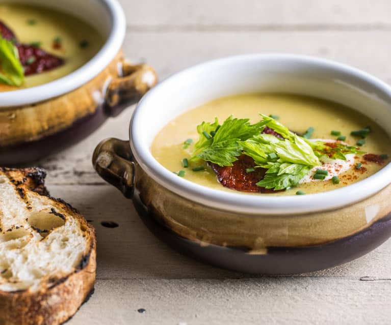 Chowder de elote dulce y chorizo