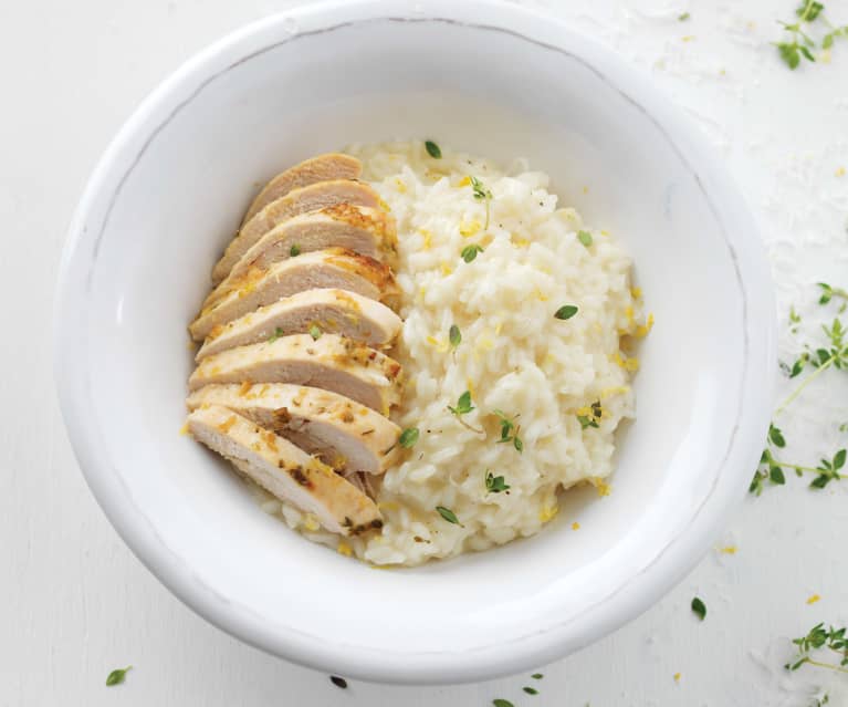 Risoto de limão com peito de frango picante