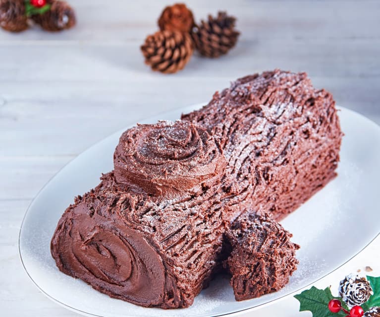 Birch Yule Log Cake with Meringue Mushrooms — Under A Tin Roof