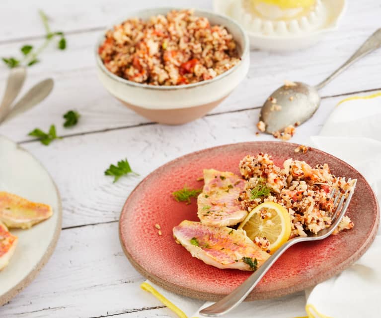 Poisson vapeur, salade de quinoa et tomate