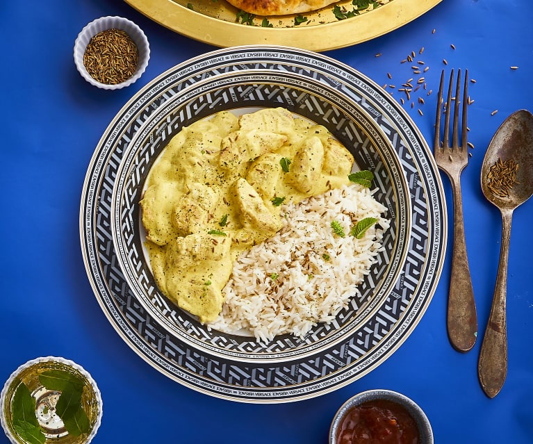 Bocconcini di tacchino indian style con riso basmati