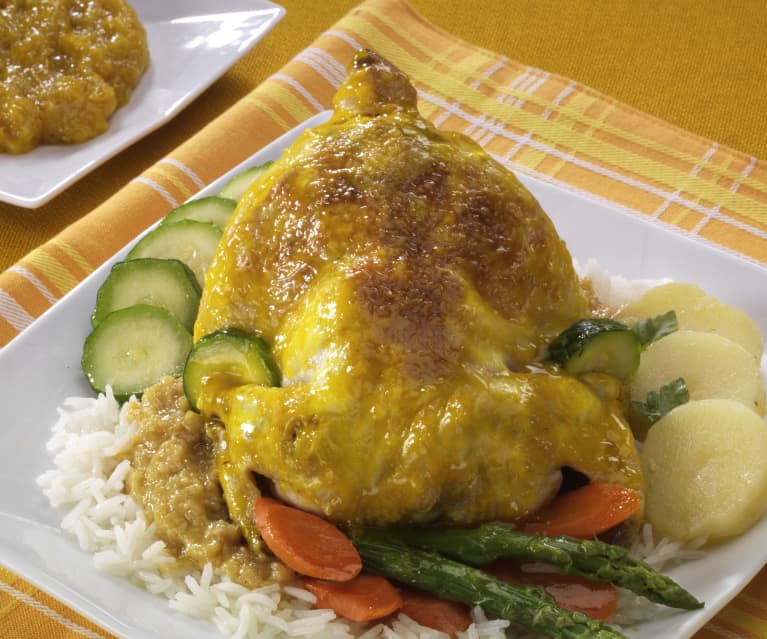 Curry de poulet aux fruits et riz - Cookidoo® – the official