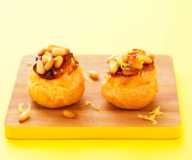 Choux aux pignons de pin caramelisés et citron