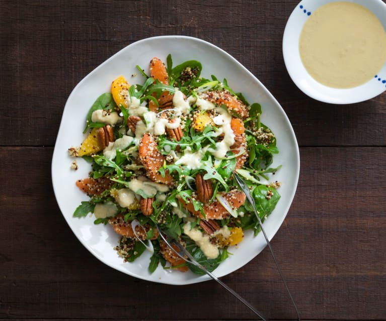 Citrus quinoa salad with miso ginger dressing