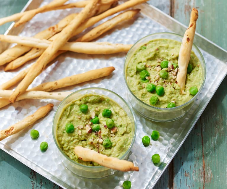 Tartinade de petits pois aux amandes