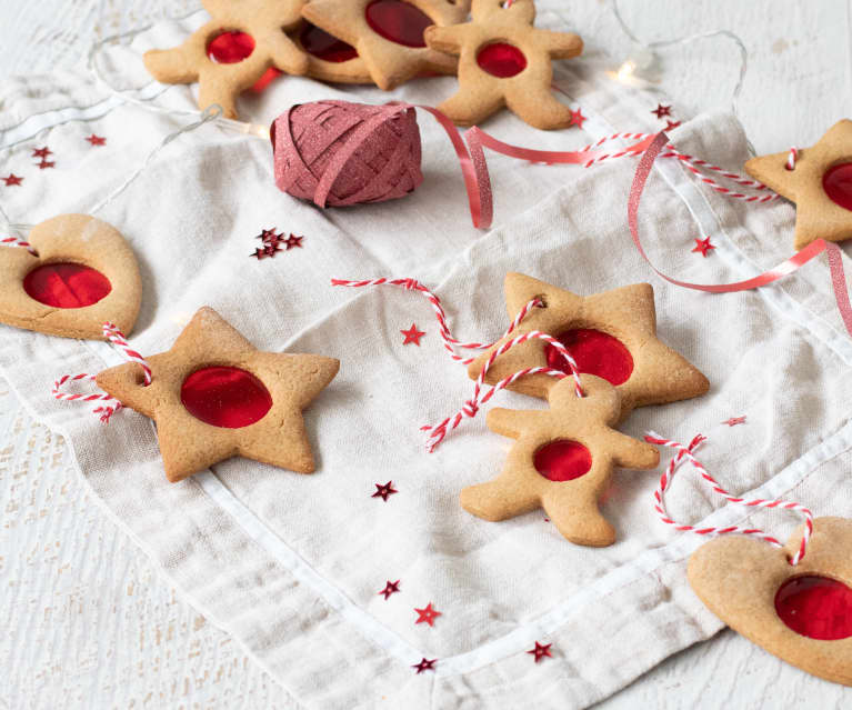 Stained glass Christmas biscuits