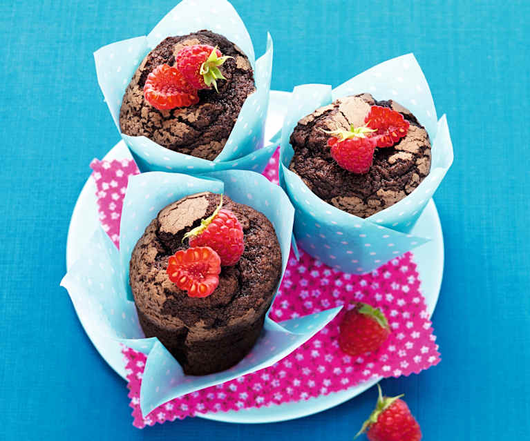 Muffins chocolat au cœur framboise