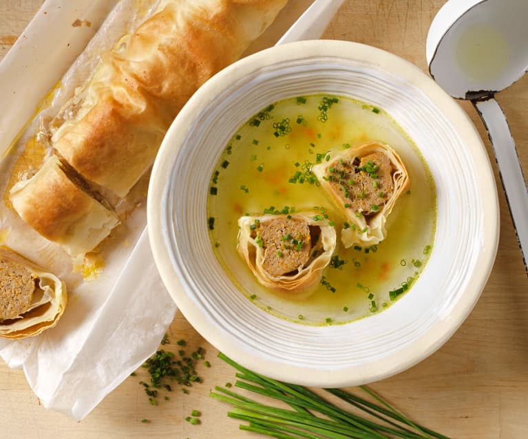 Fleischstrudel für Suppe